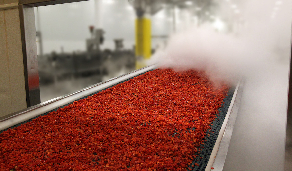 Haliburton Fire roasted red bell peppers exiting the oven