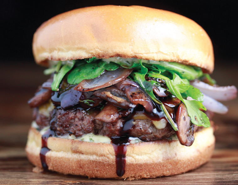 Port Wine and Oven Roasted Mushroom Burger