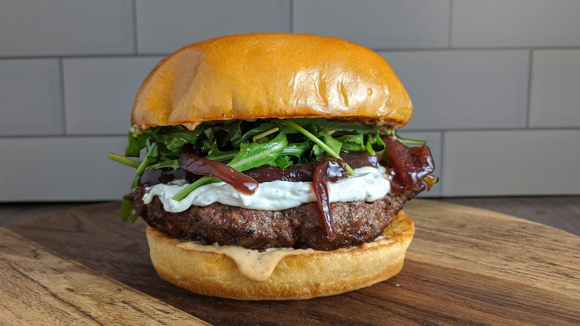 Balsamic Onion Jam, Blue Cheese Herb Spread, Slow Roasted Red Bell Pepper Aioli